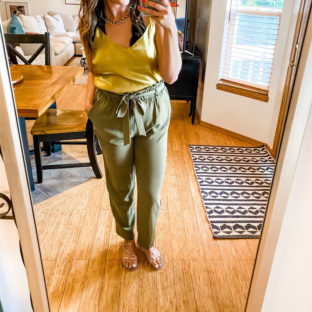 Olive Green Paperbag Pants